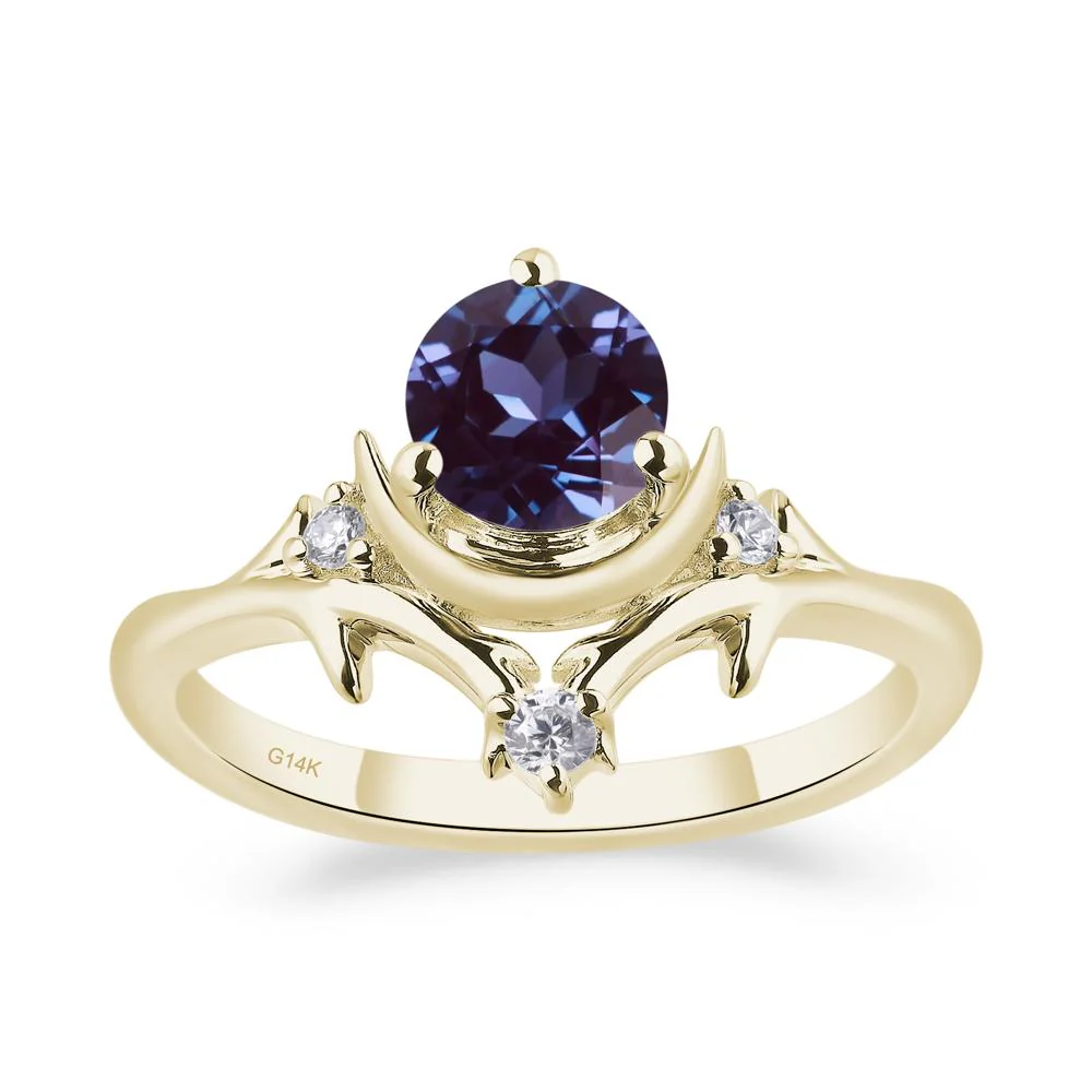 Alexandrite Moon and Star Ring
