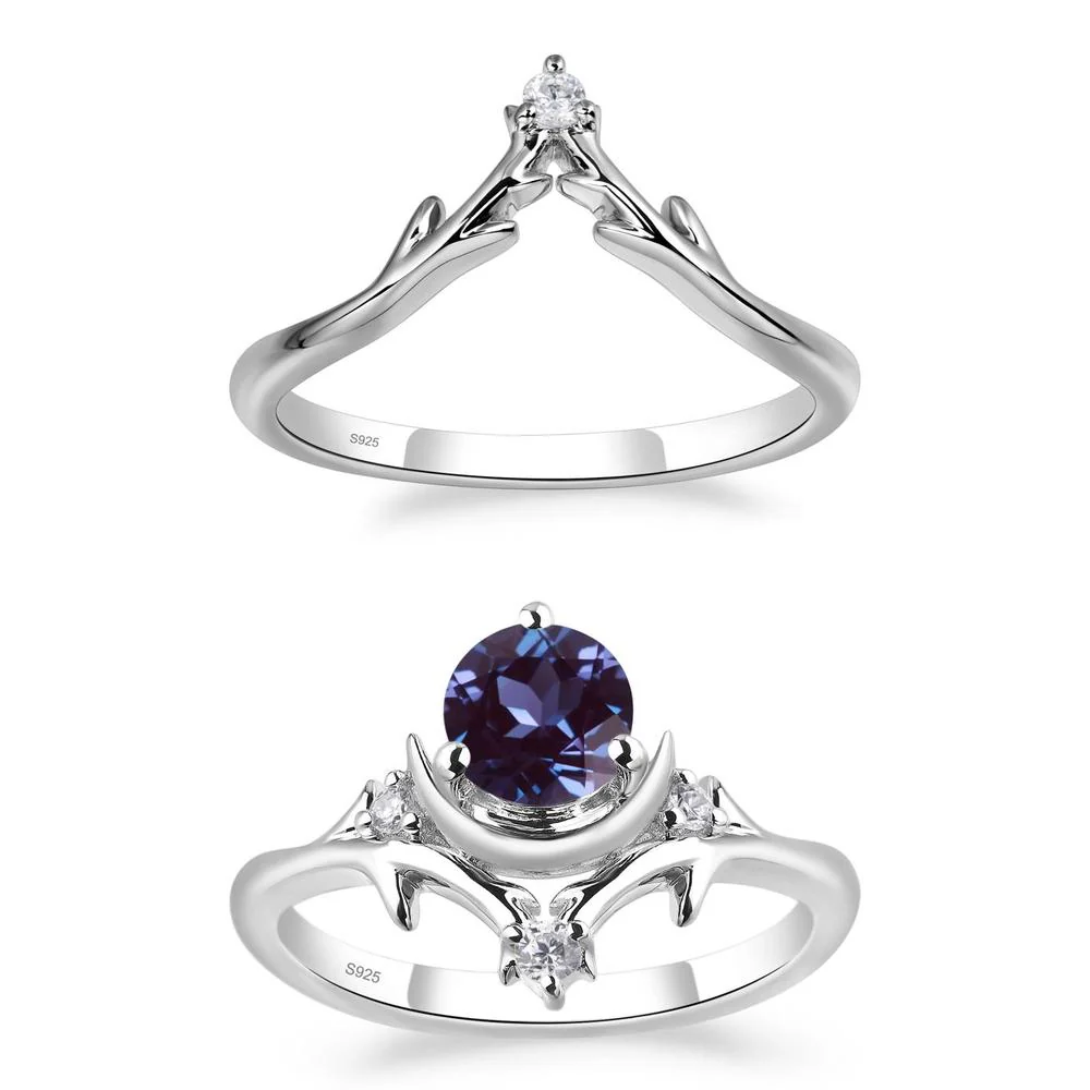 Alexandrite Moon and Star Ring - Image 27