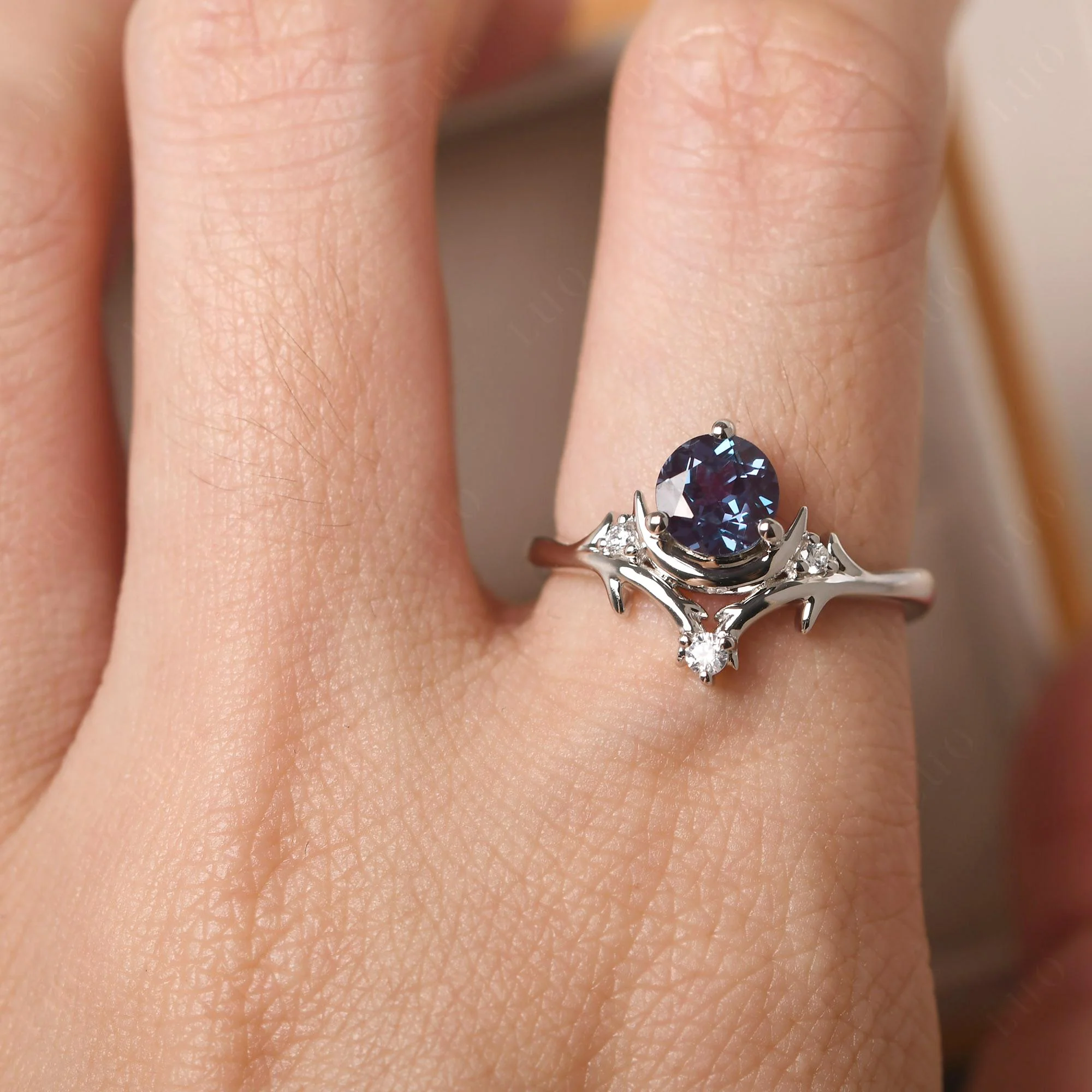 Alexandrite Moon and Star Ring - Image 33