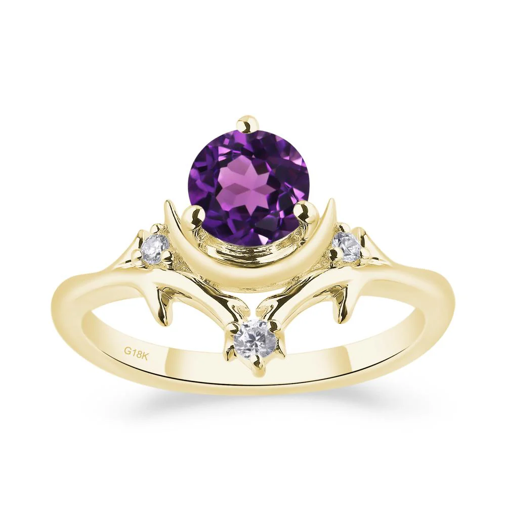 Amethyst Ring with Moon and Star - Image 2