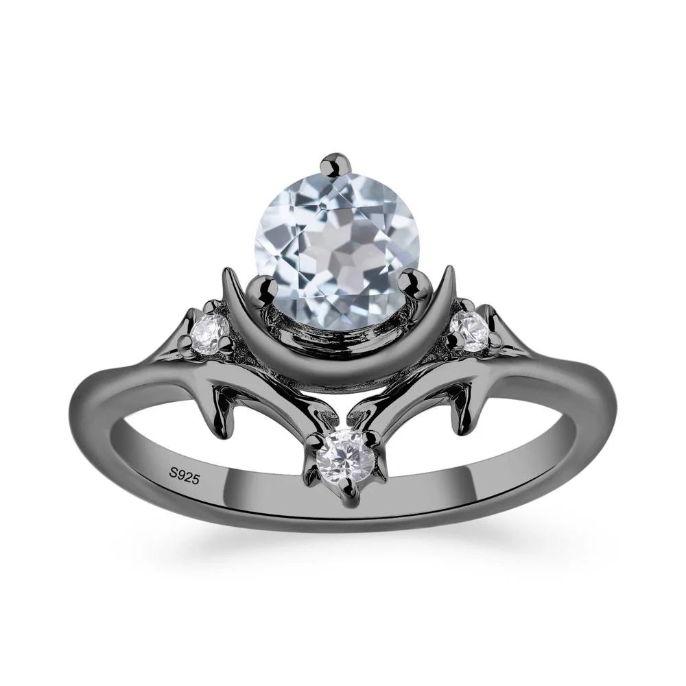 Aquamarine Crescent Moon and Star Ring - Image 6