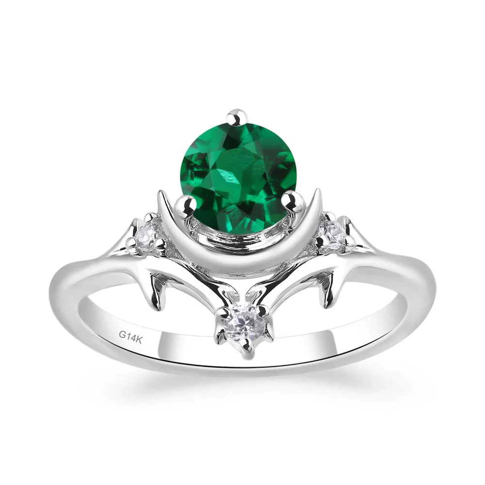 Emerald Moon and Star Ring