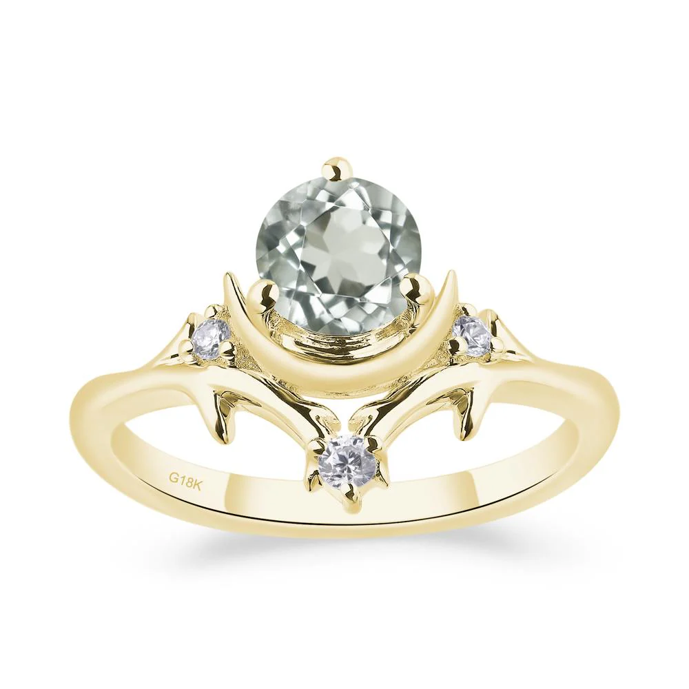 Green Amethyst Crescent Moon and Star Ring - Image 7