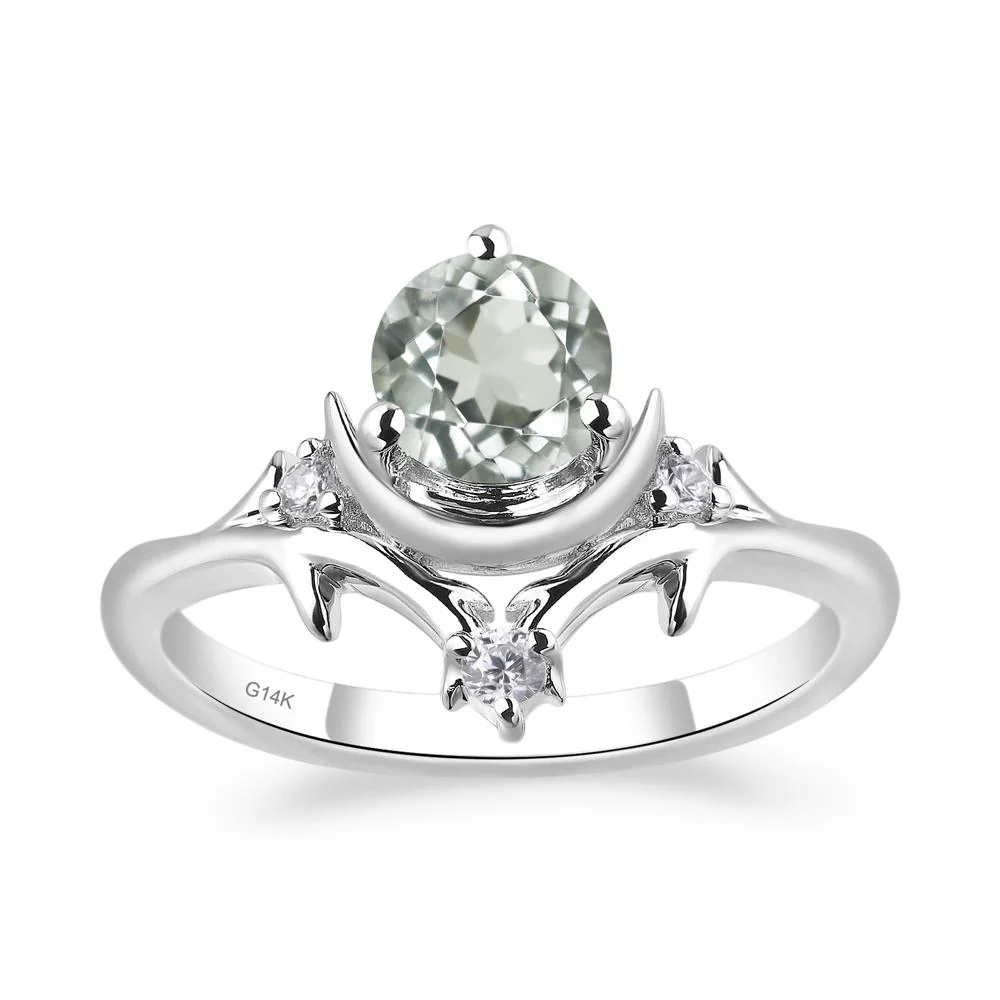 Green Amethyst Crescent Moon and Star Ring - Image 9