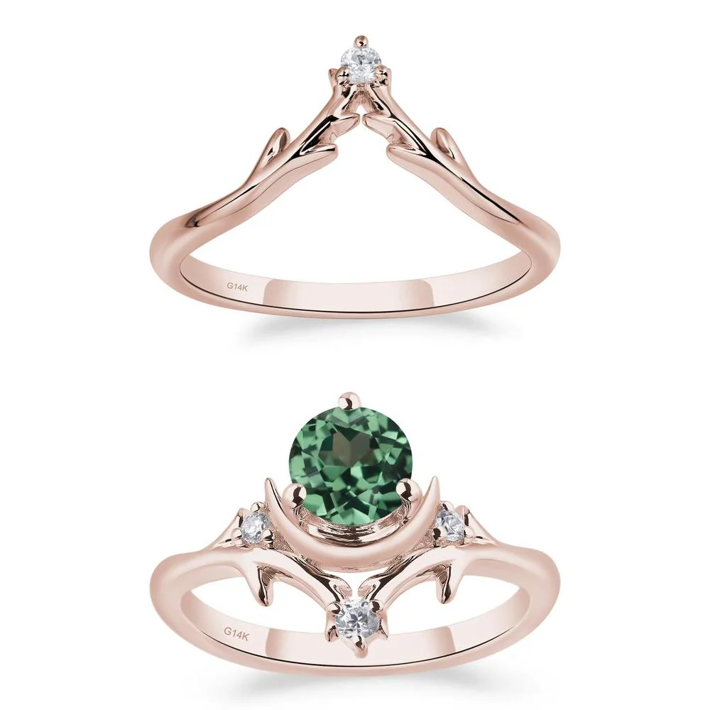 Green Sapphire Star and Moon Engagement Ring - Image 11