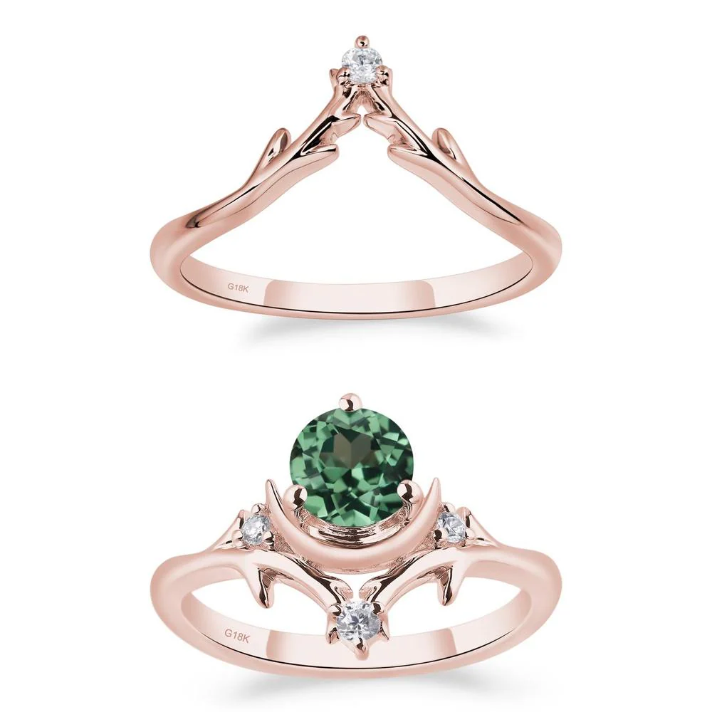 Green Sapphire Star and Moon Engagement Ring - Image 17