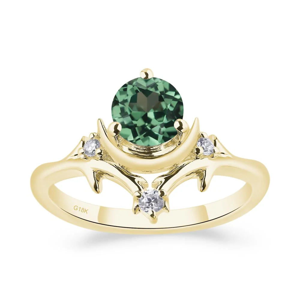 Green Sapphire Star and Moon Engagement Ring - Image 2