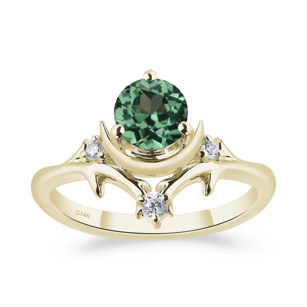 Green Sapphire Star and Moon Engagement Ring - Image 3