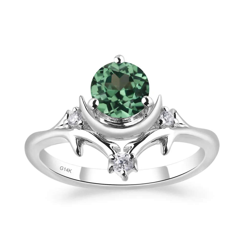 Green Sapphire Star and Moon Engagement Ring - Image 4
