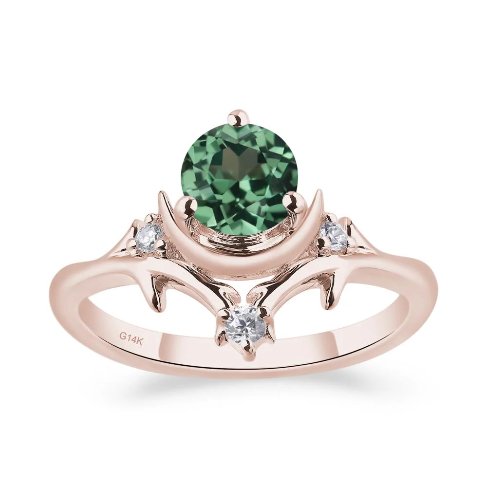Green Sapphire Star and Moon Engagement Ring - Image 7