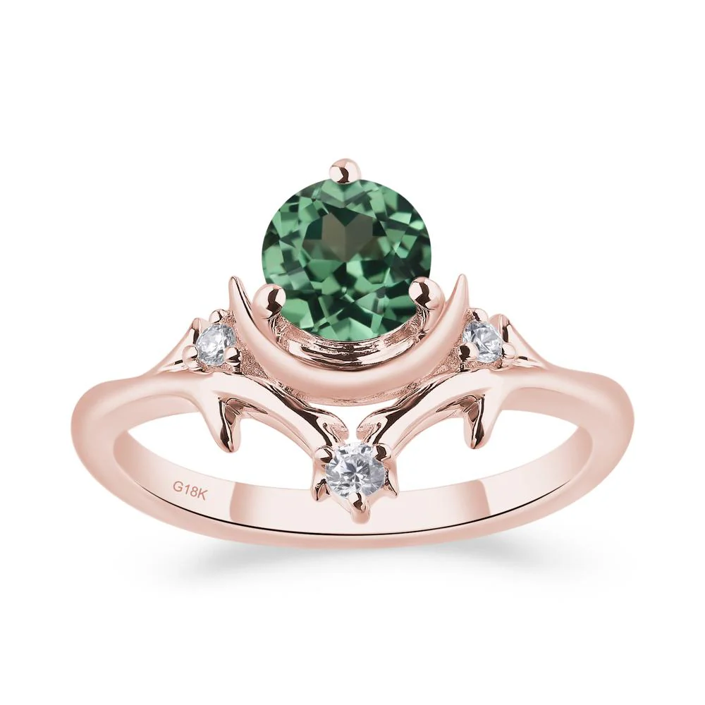 Green Sapphire Star and Moon Engagement Ring - Image 9