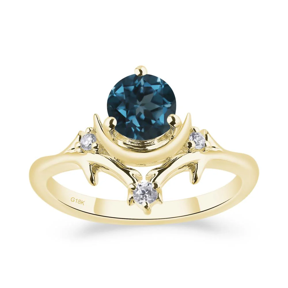 London Blue Topaz Moon and Star Ring