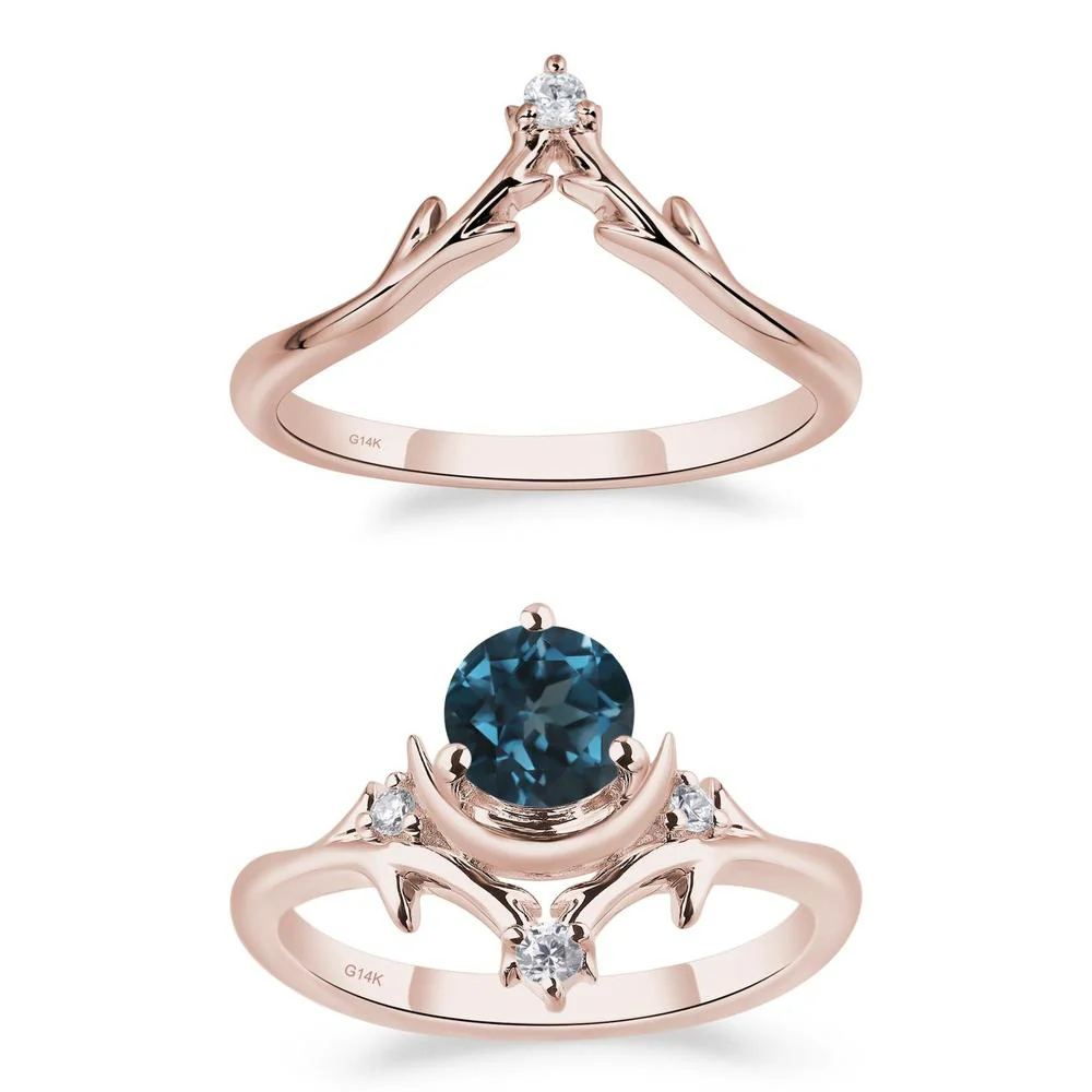 London Blue Topaz Moon and Star Ring - Image 11