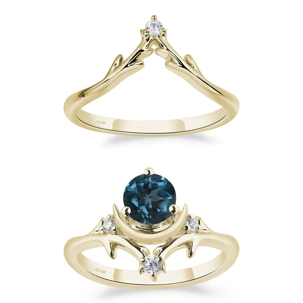 London Blue Topaz Moon and Star Ring - Image 15