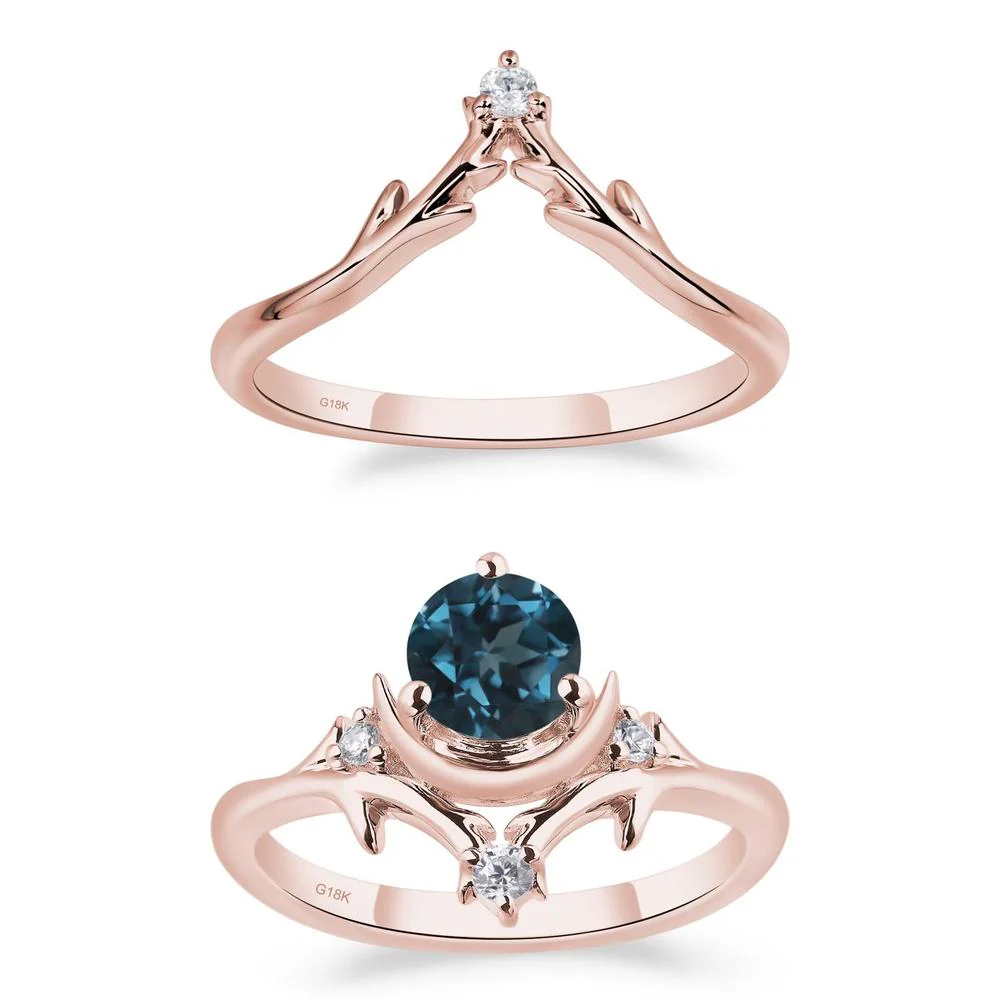 London Blue Topaz Moon and Star Ring - Image 17