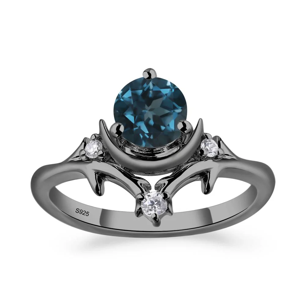 London Blue Topaz Moon and Star Ring - Image 2