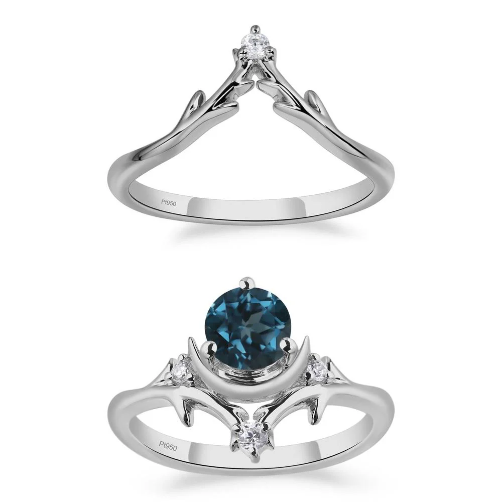 London Blue Topaz Moon and Star Ring - Image 25