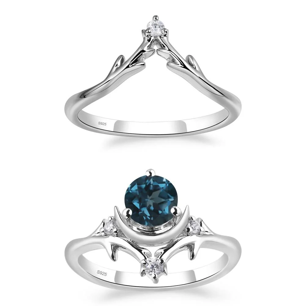 London Blue Topaz Moon and Star Ring - Image 27