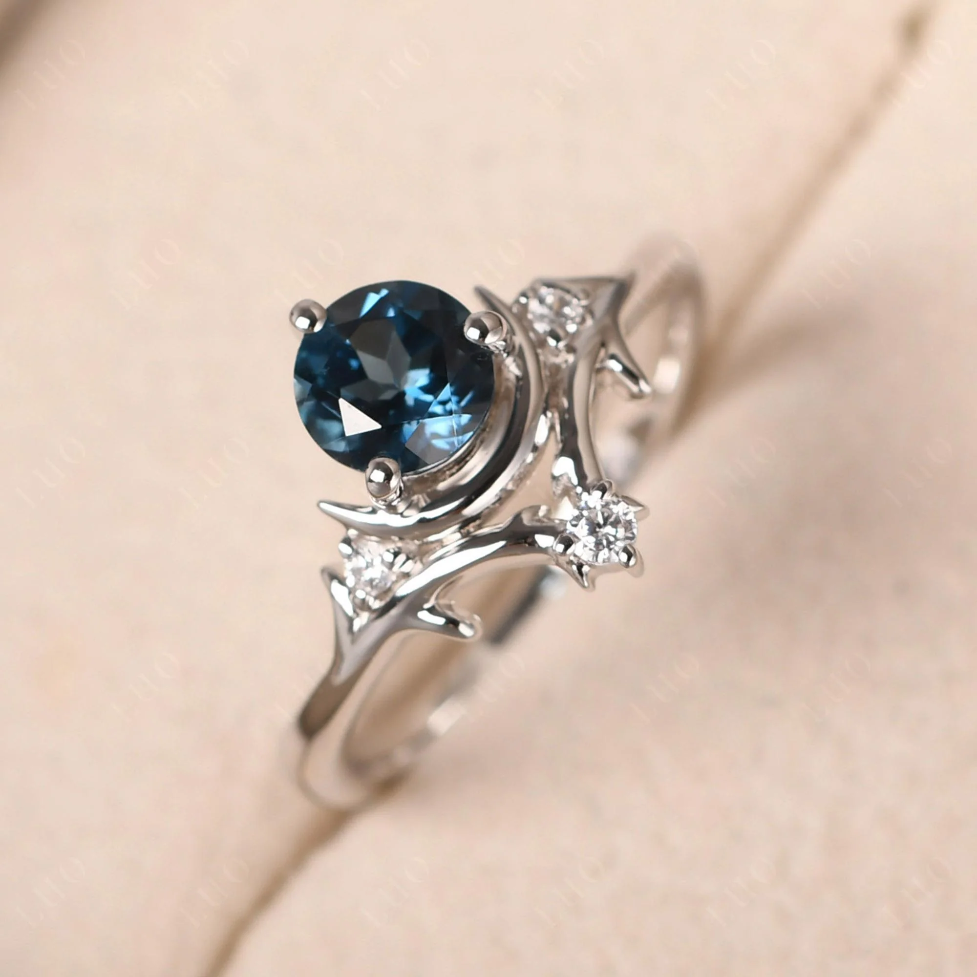 London Blue Topaz Moon and Star Ring - Image 29