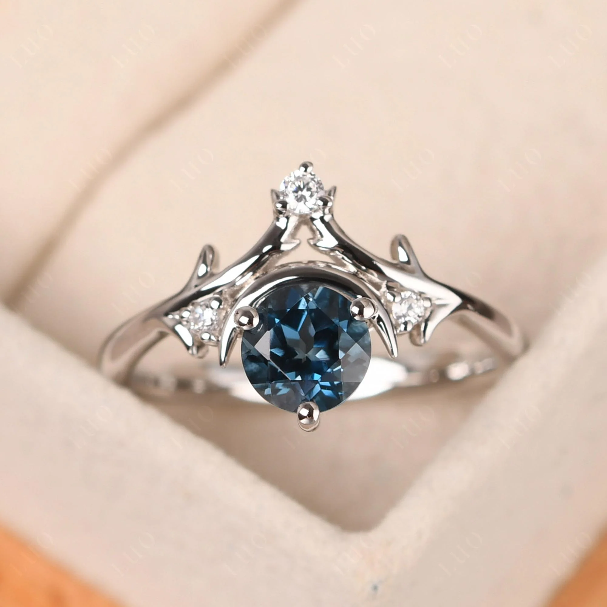 London Blue Topaz Moon and Star Ring - Image 30