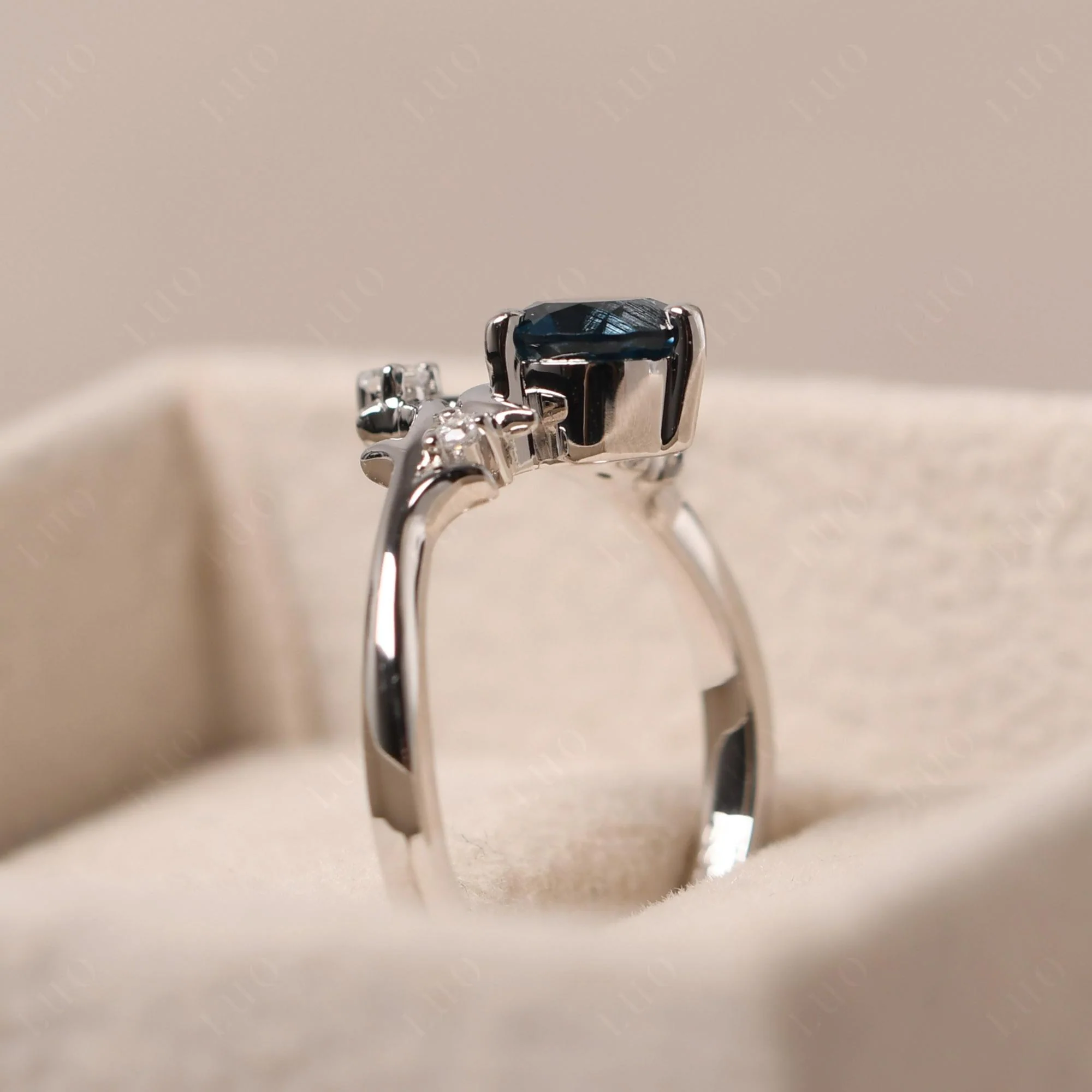 London Blue Topaz Moon and Star Ring - Image 32