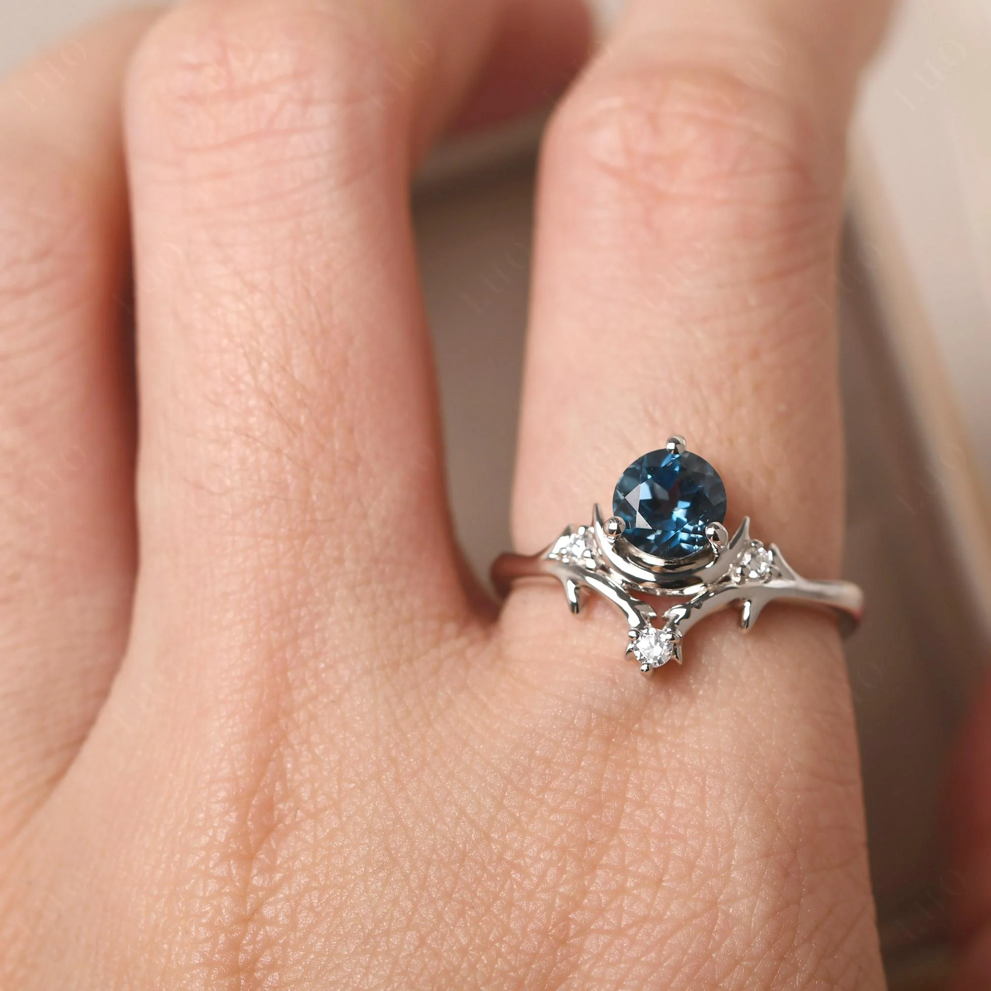 London Blue Topaz Moon and Star Ring - Image 33