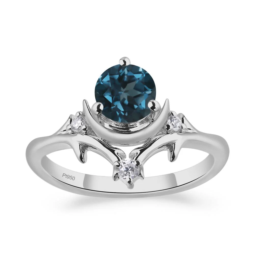 London Blue Topaz Moon and Star Ring - Image 5