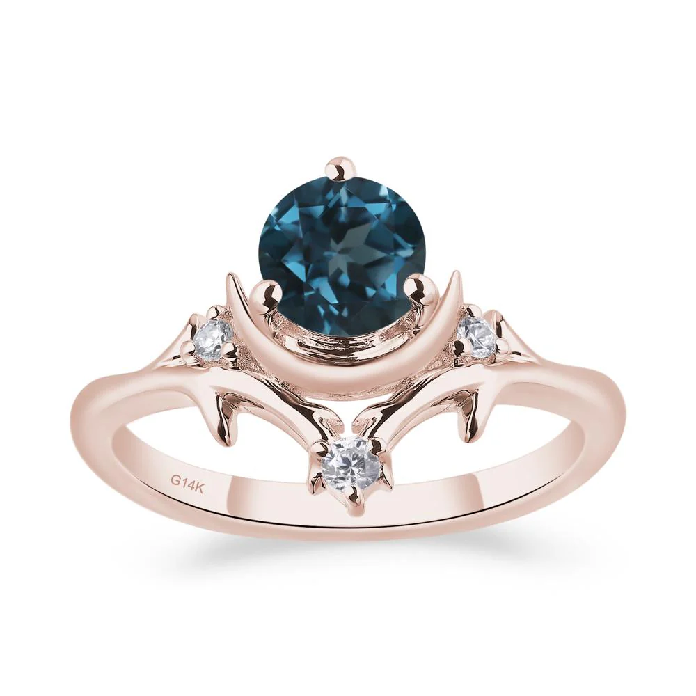 London Blue Topaz Moon and Star Ring - Image 8