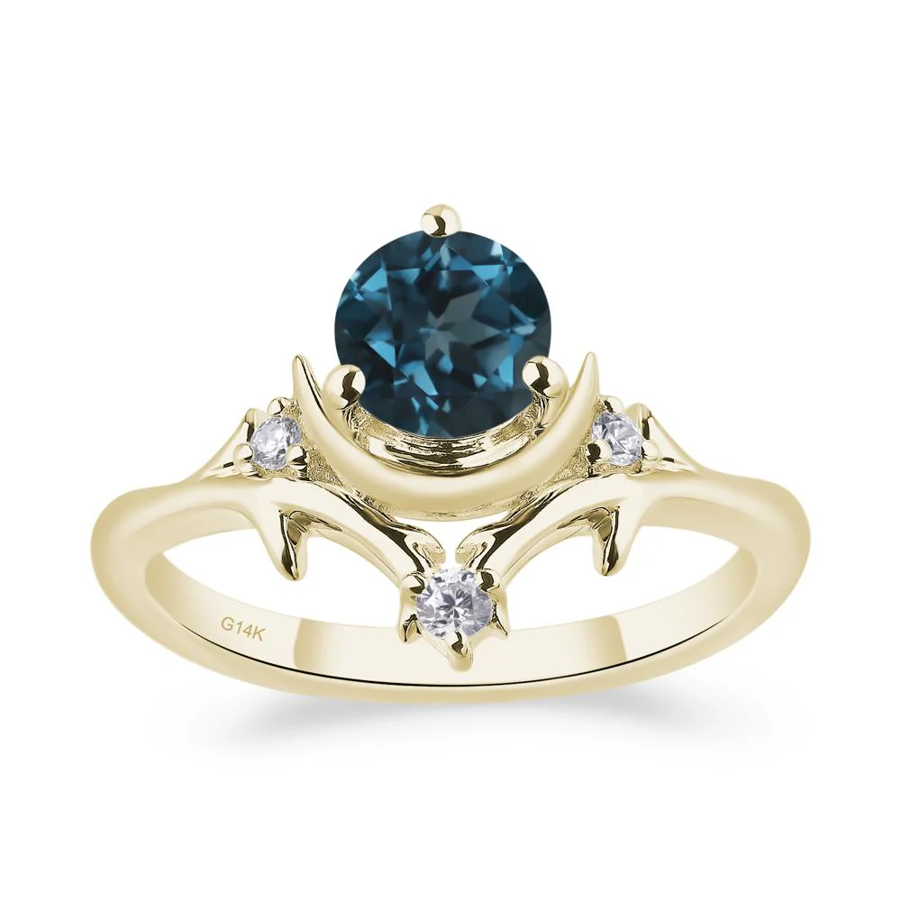 London Blue Topaz Moon and Star Ring - Image 9