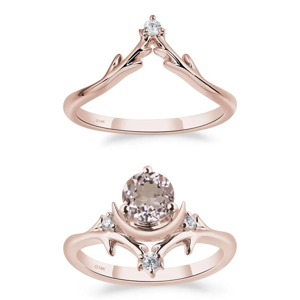Morganite Crescent Moon and Star Ring - Image 11