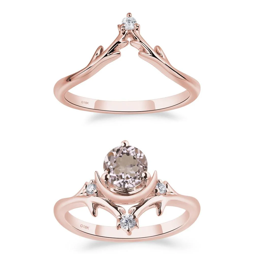 Morganite Crescent Moon and Star Ring - Image 17