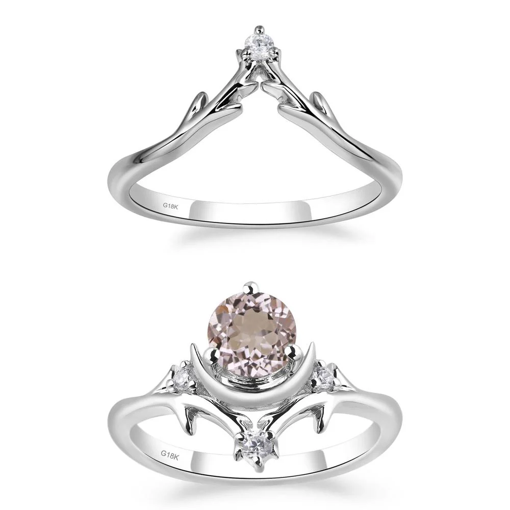 Morganite Crescent Moon and Star Ring - Image 19