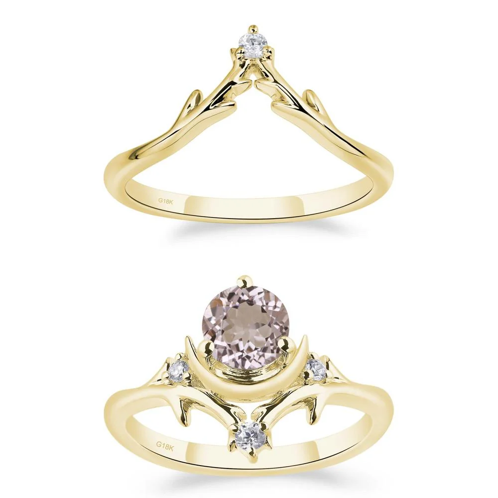 Morganite Crescent Moon and Star Ring - Image 21