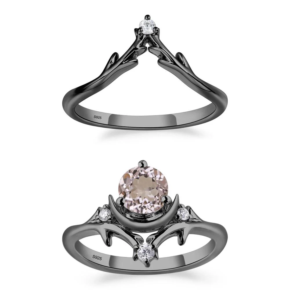 Morganite Crescent Moon and Star Ring - Image 23