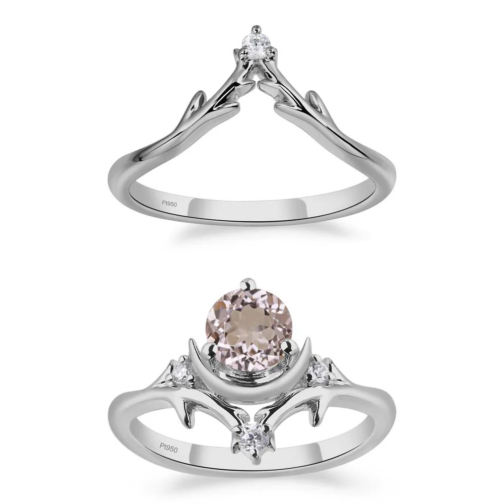 Morganite Crescent Moon and Star Ring - Image 25