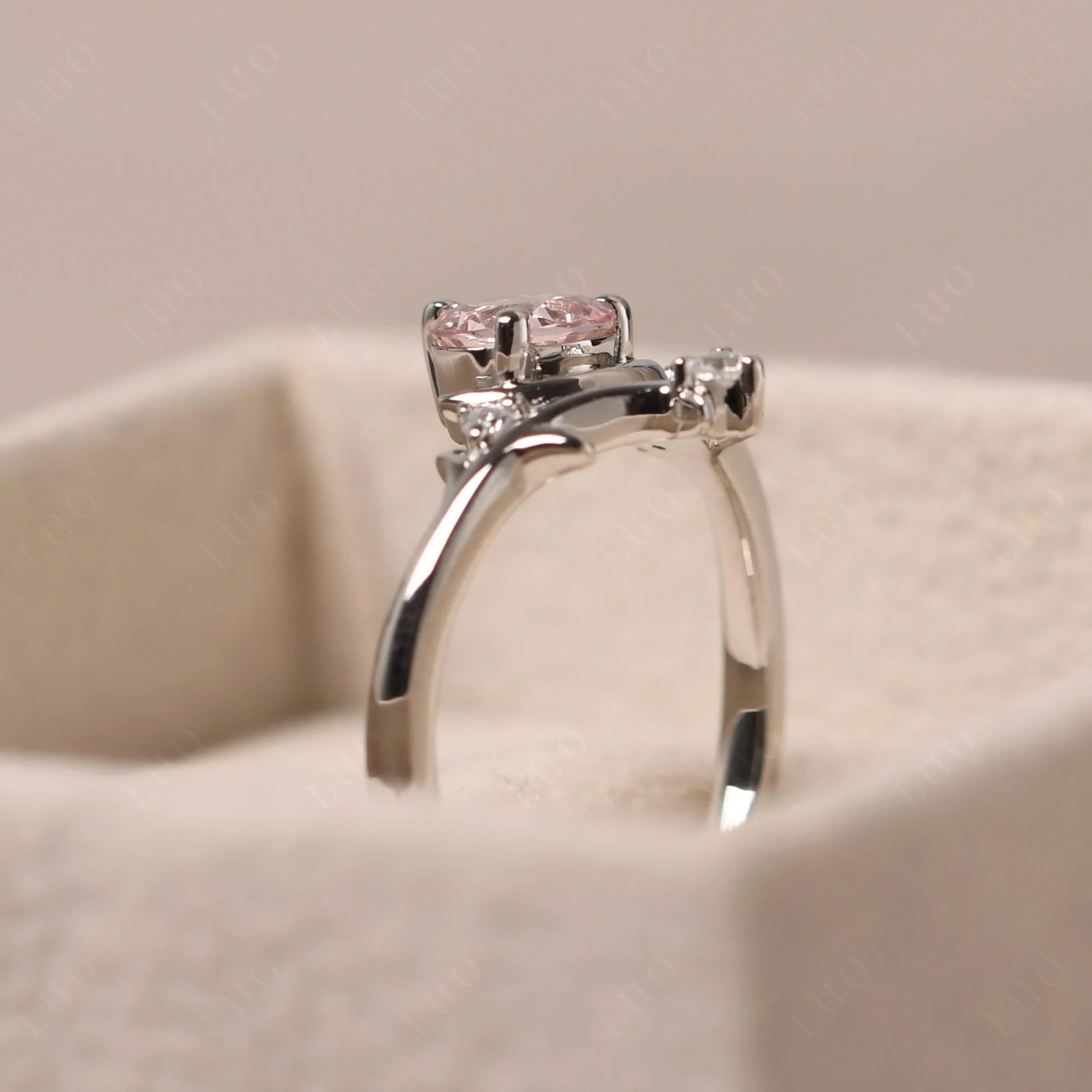 Morganite Crescent Moon and Star Ring - Image 32