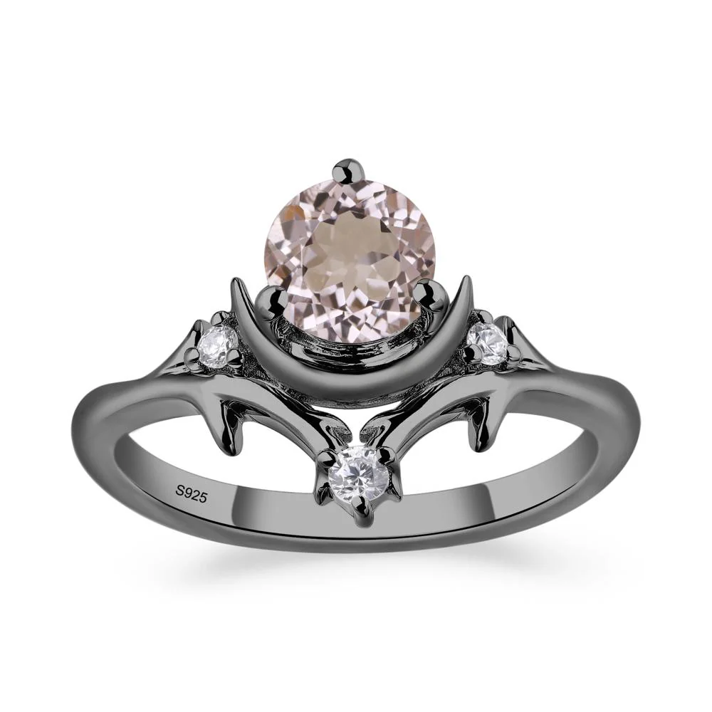 Morganite Crescent Moon and Star Ring - Image 4