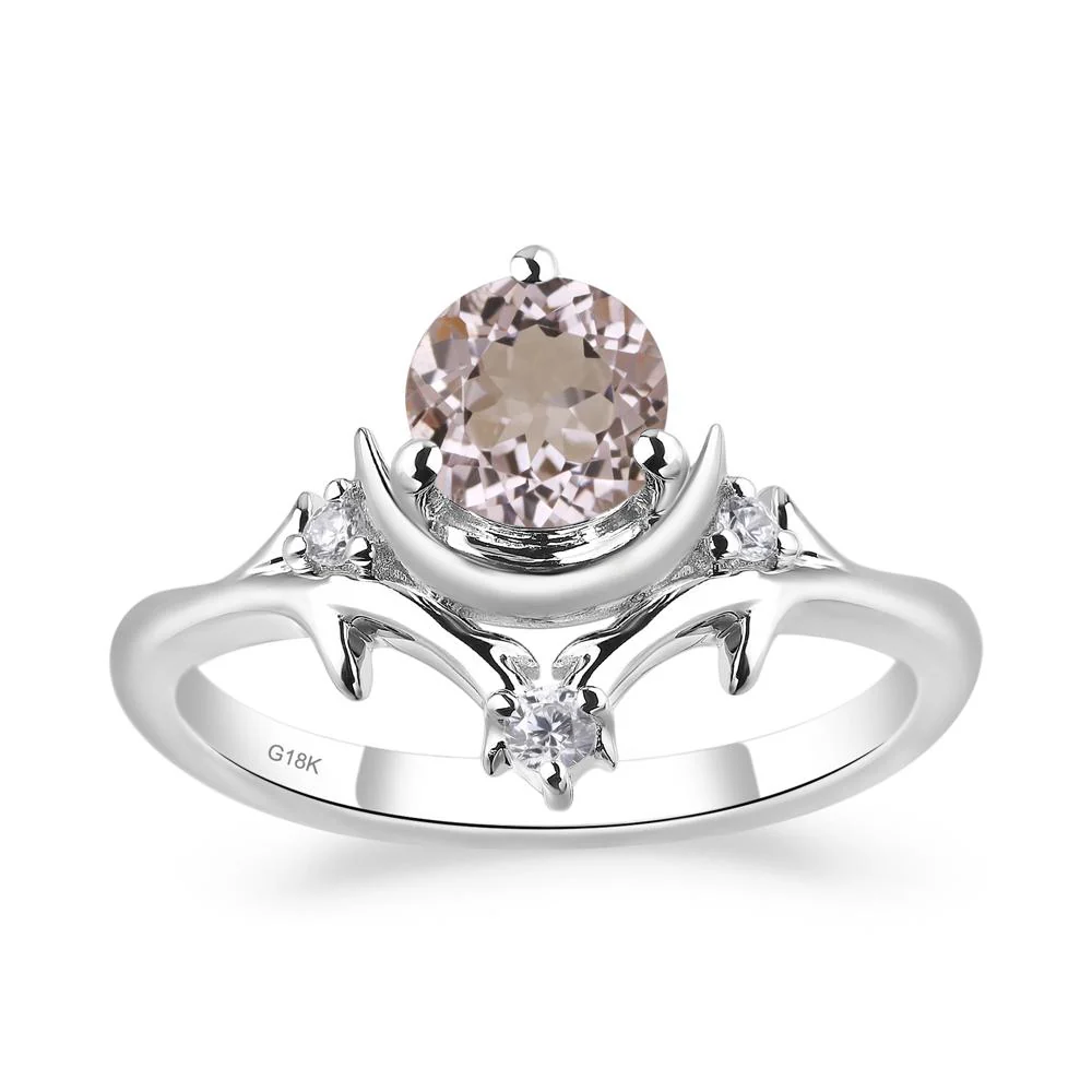 Morganite Crescent Moon and Star Ring - Image 6