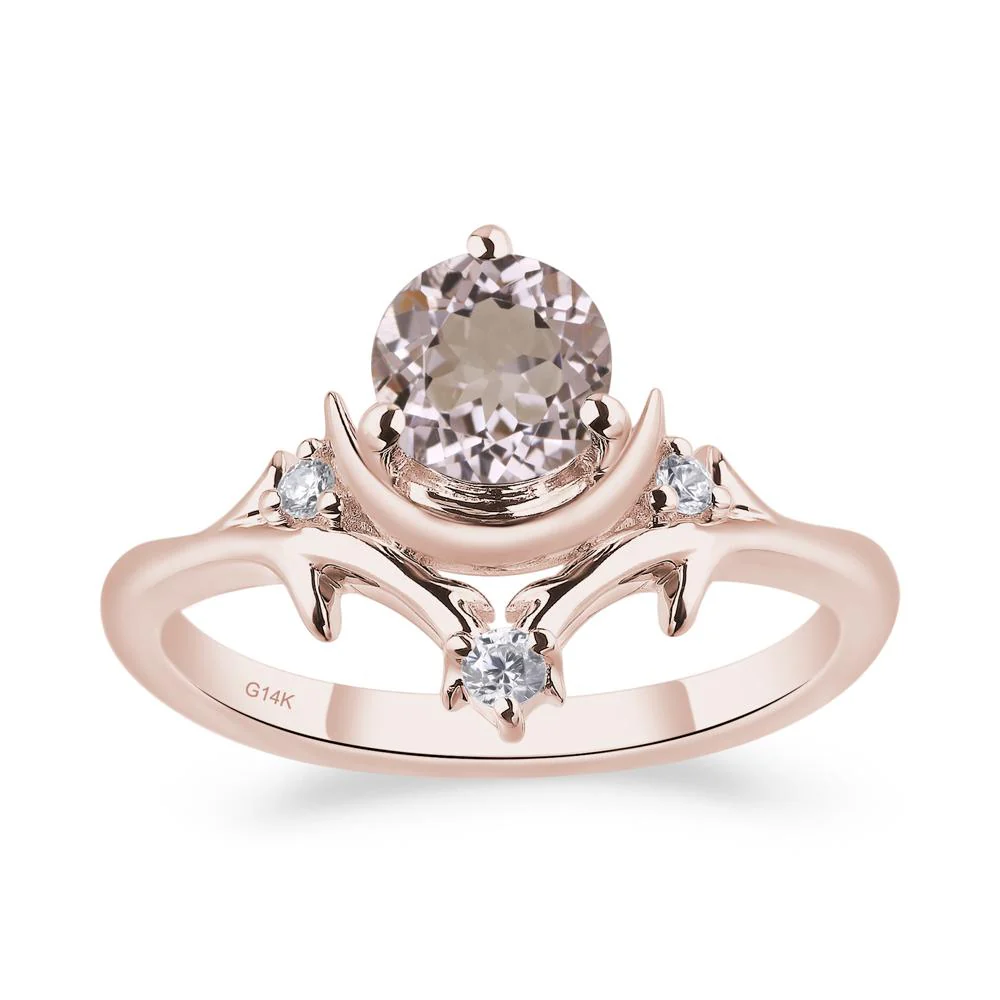 Morganite Crescent Moon and Star Ring - Image 7