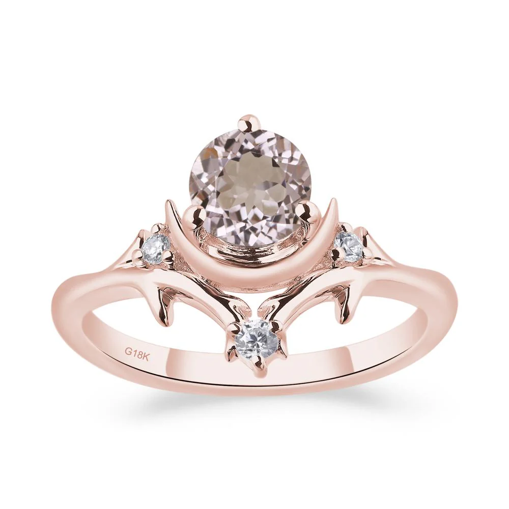 Morganite Crescent Moon and Star Ring - Image 8