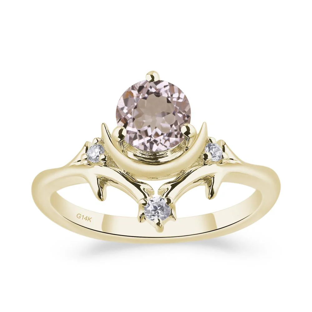 Morganite Crescent Moon and Star Ring - Image 9