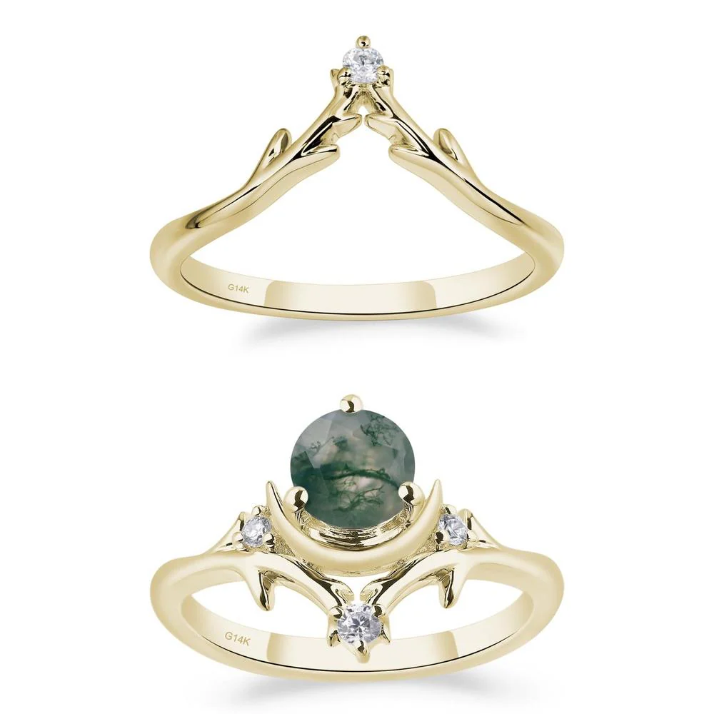 Moss Agate Ring with Moon and Star - Image 15