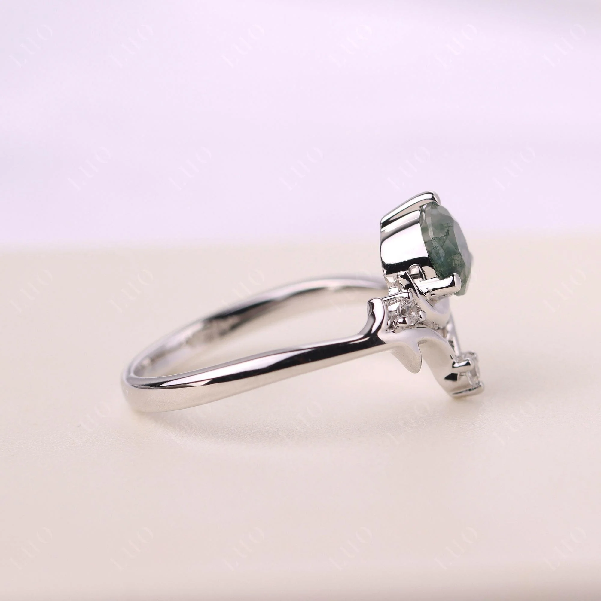 Moss Agate Ring with Moon and Star - Image 32