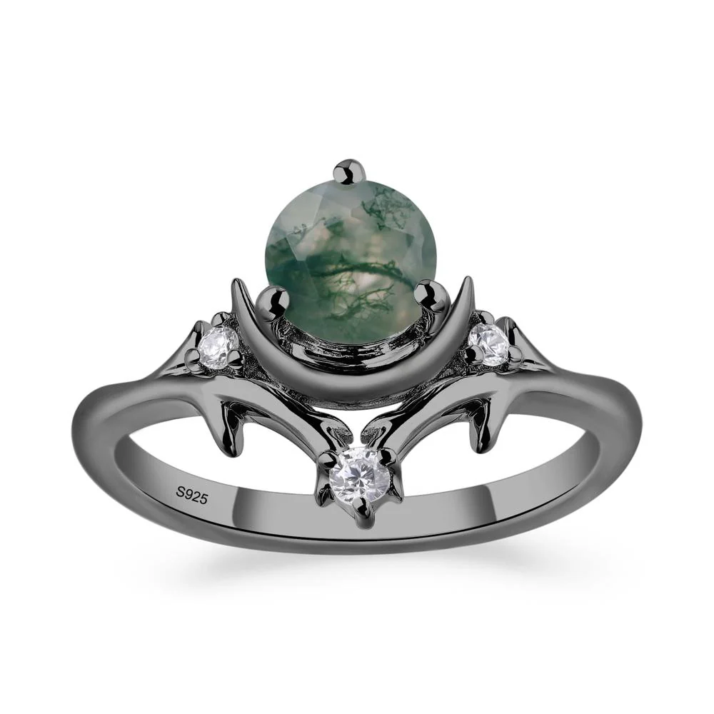 Moss Agate Ring with Moon and Star - Image 5