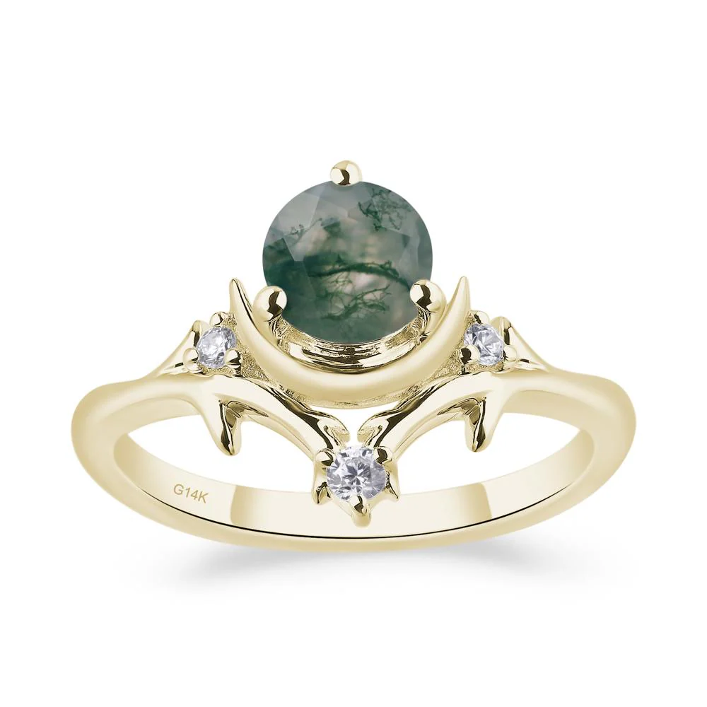 Moss Agate Ring with Moon and Star - Image 6