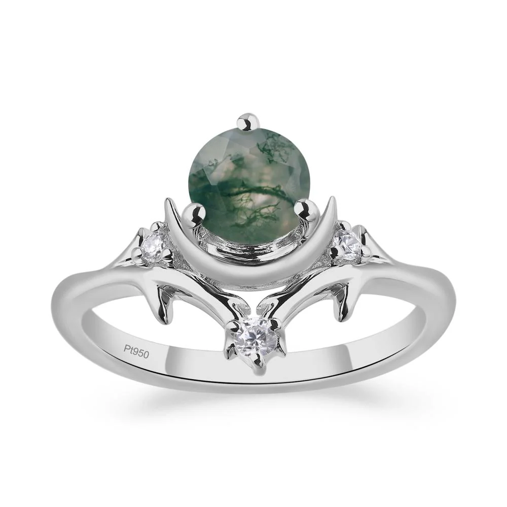 Moss Agate Ring with Moon and Star - Image 7