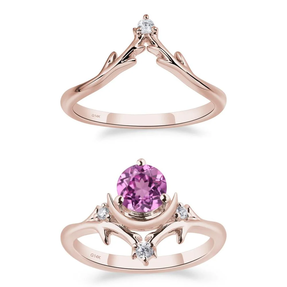Pink Sapphire Ring with Moon and Star - Image 11
