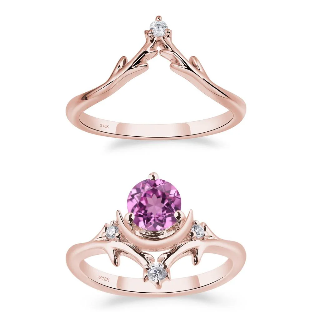 Pink Sapphire Ring with Moon and Star - Image 17