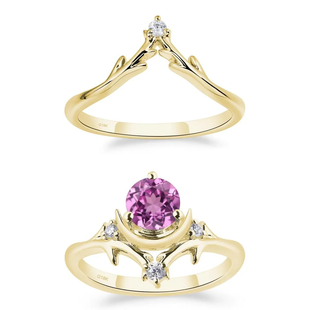 Pink Sapphire Ring with Moon and Star - Image 21