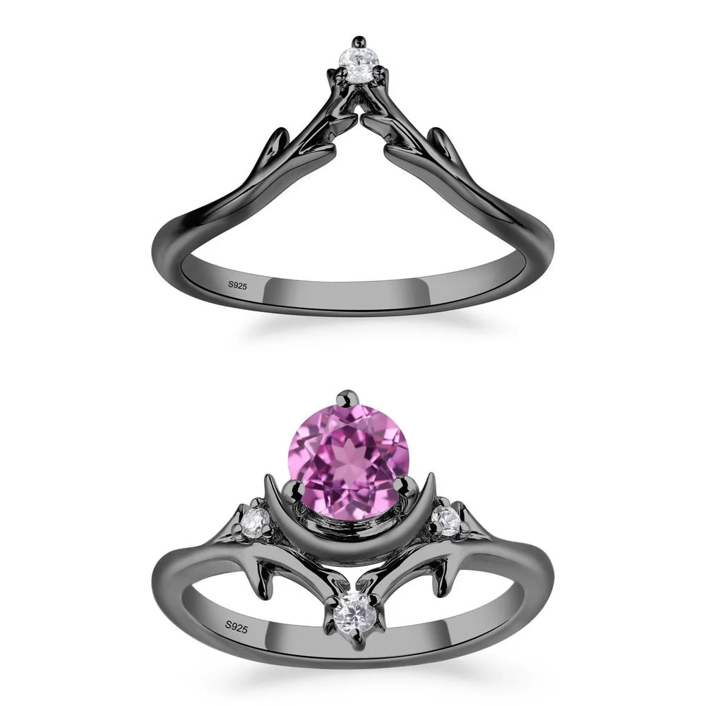 Pink Sapphire Ring with Moon and Star - Image 23